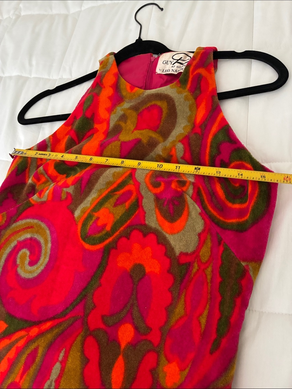 Vintage 1970s Hot Pink Paisley Maxi Dress with Olive & Red Accents - Picture 7 of 10